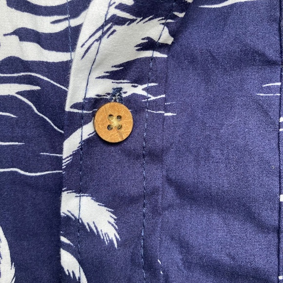 Eighth Avenue Blue & White Palm Print Cotton Button Down Shirt Men’s Size L - Picture 10 of 16